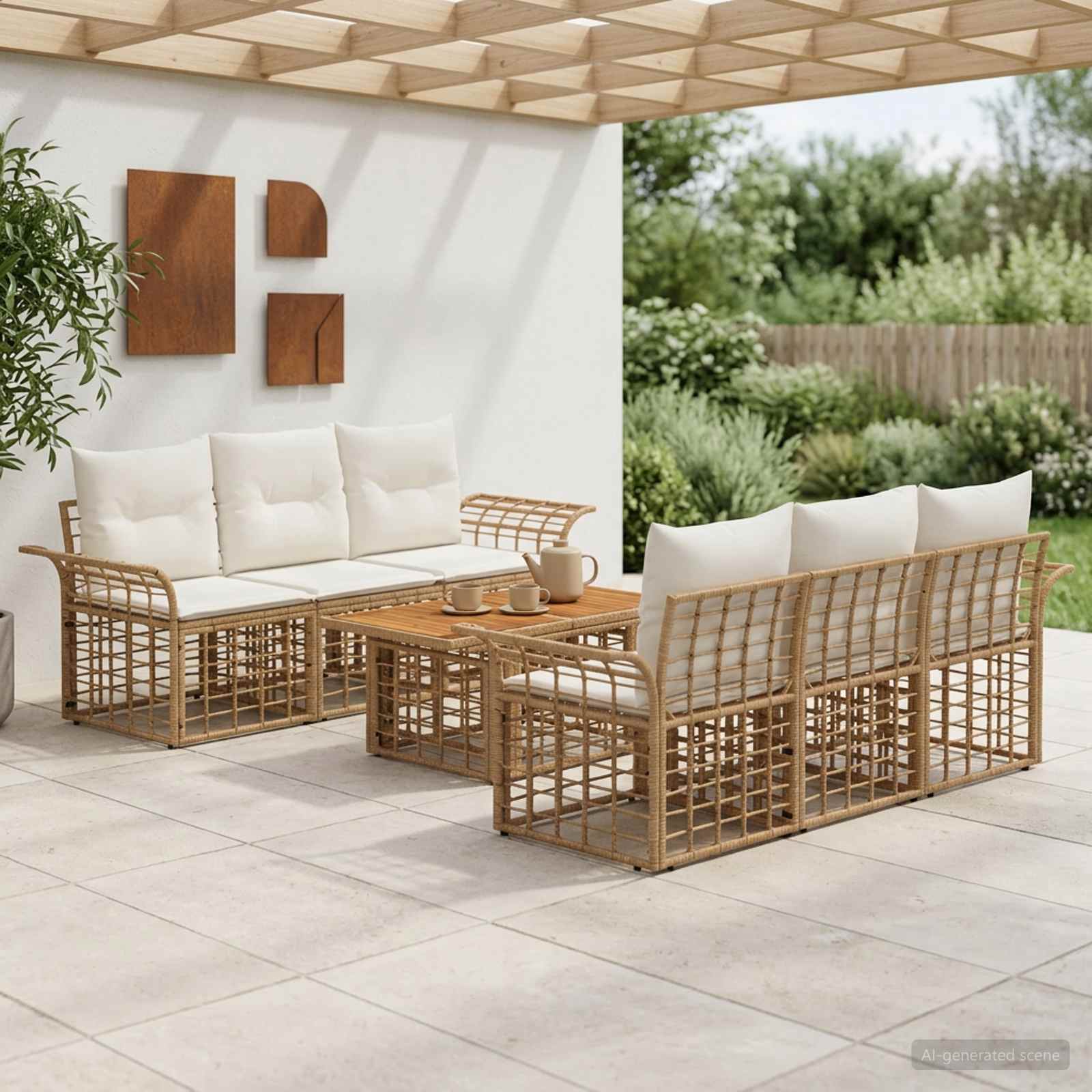 vidaXL Tuinbankenset 7 st Zwart en Donkergrijs poly rattan