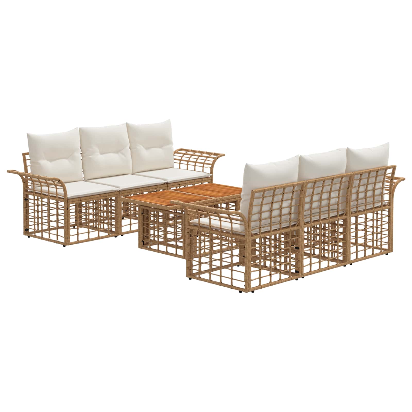 vidaXL Tuinbankenset 7 st Zwart en Donkergrijs poly rattan