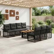 vidaXL Tuinbankenset 8 st Zwart en Donkergrijs poly rattan