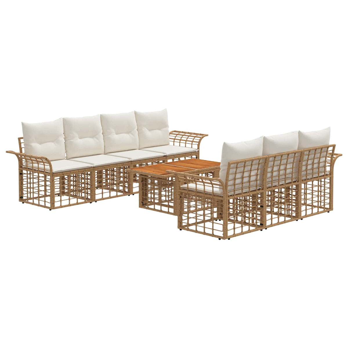 vidaXL Tuinbankenset 8 st Zwart en Donkergrijs poly rattan