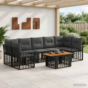 vidaXL Tuinbankenset 8 st Zwart en Donkergrijs poly rattan