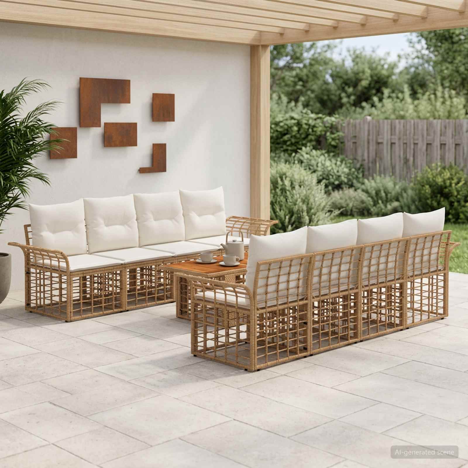 vidaXL Tuinbankenset 9 st Zwart en Donkergrijs poly rattan