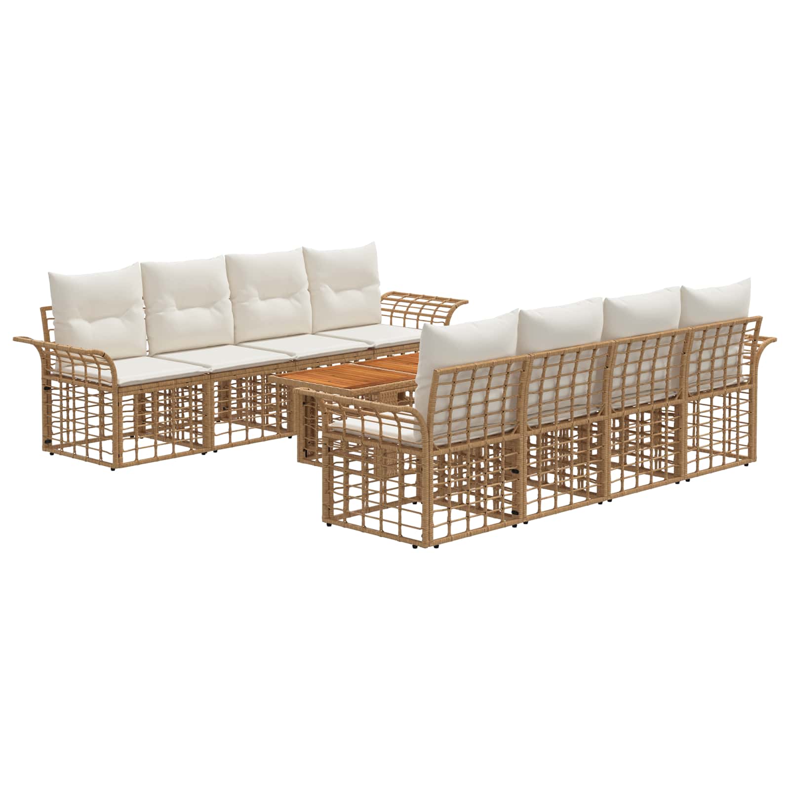vidaXL Tuinbankenset 9 st Zwart en Donkergrijs poly rattan