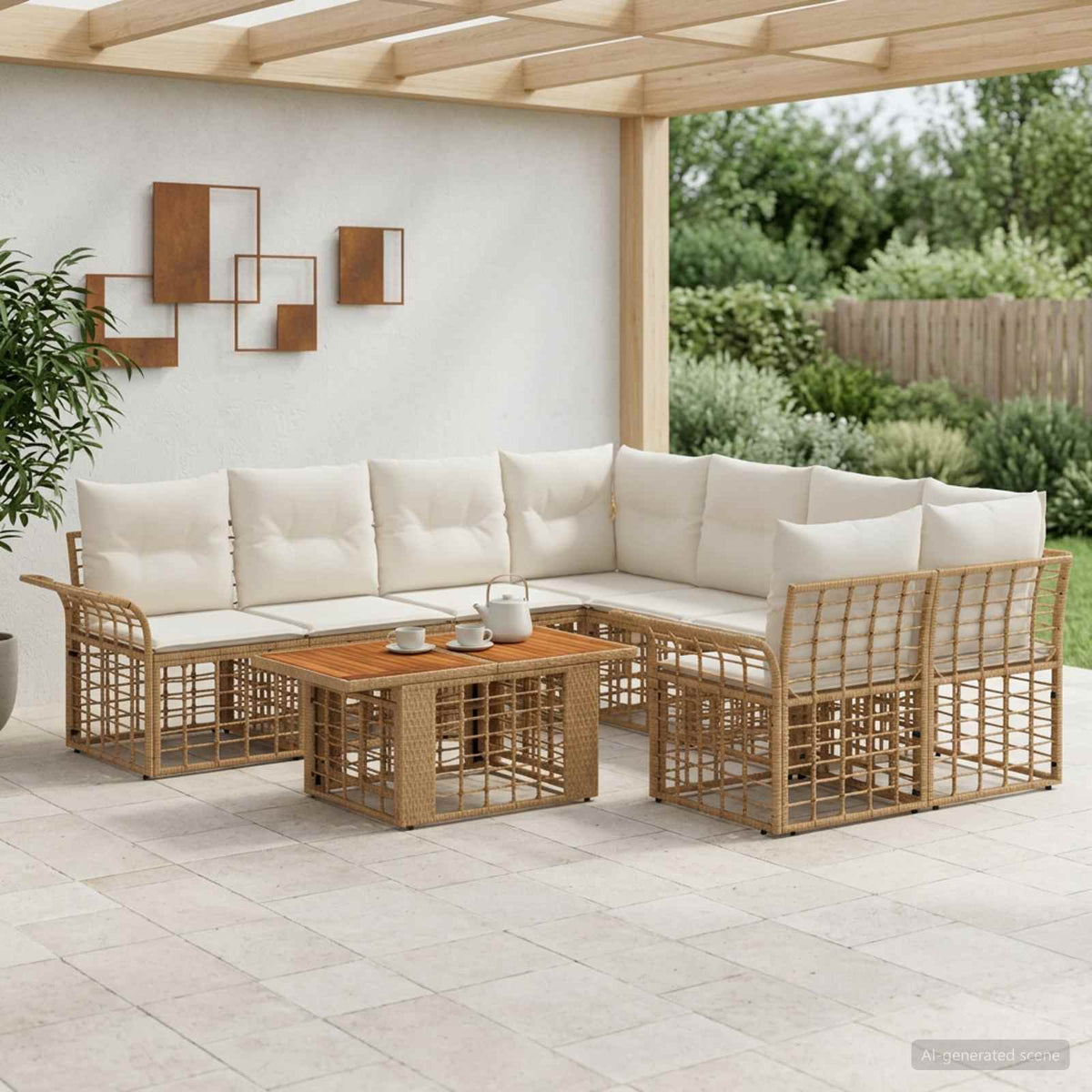 vidaXL Tuinbankenset 9 st Zwart en Donkergrijs poly rattan