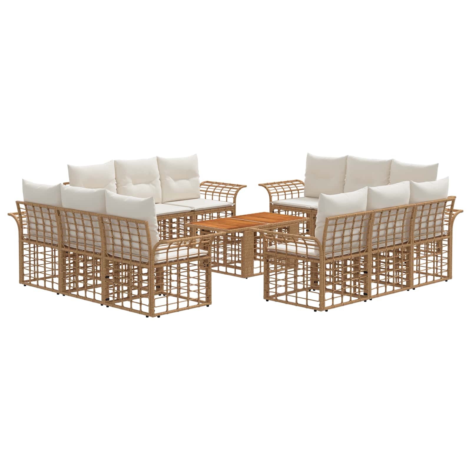 vidaXL Tuinbankenset 13 st Zwart en Donkergrijs poly rattan