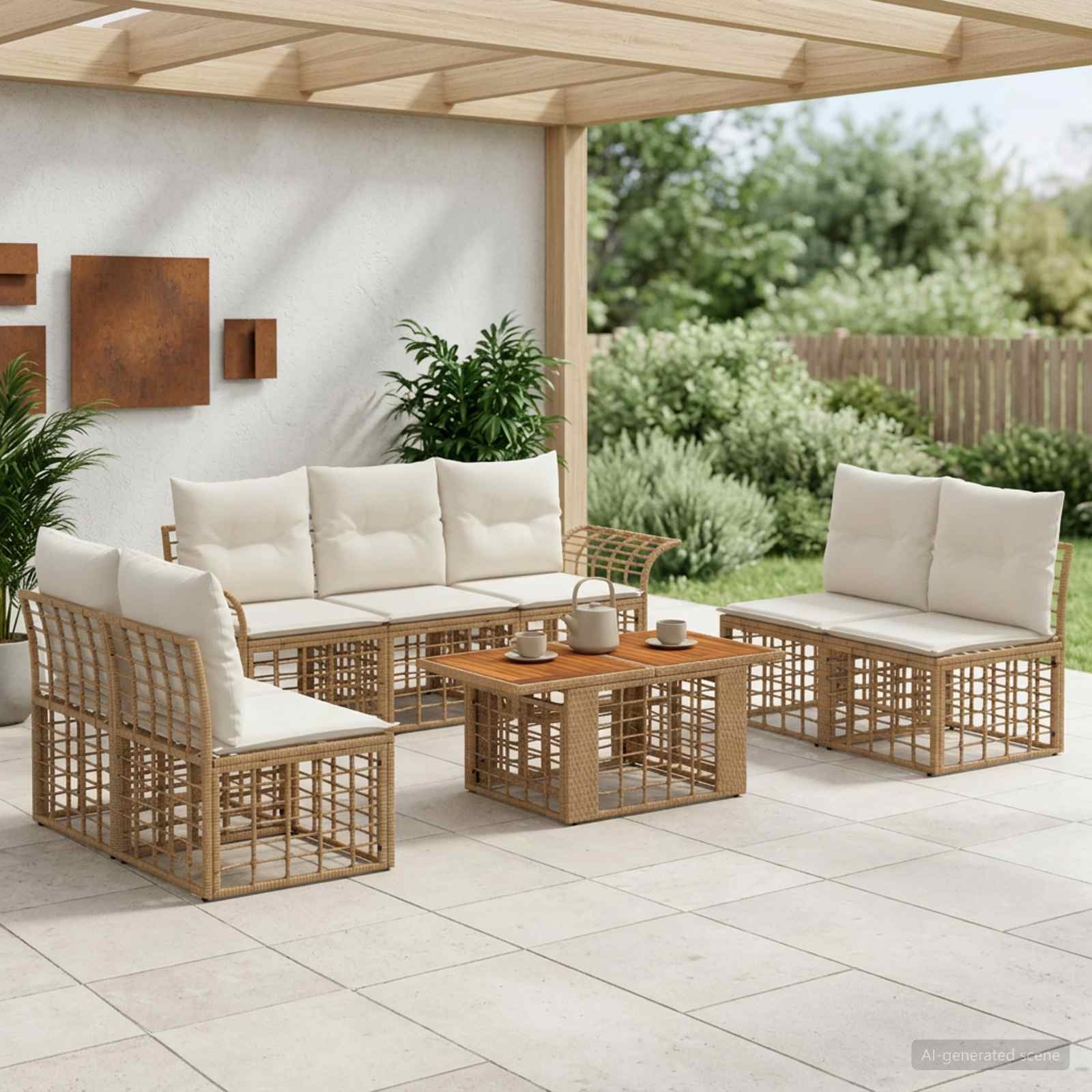 vidaXL Tuinbankenset 8 st Zwart en Donkergrijs poly rattan