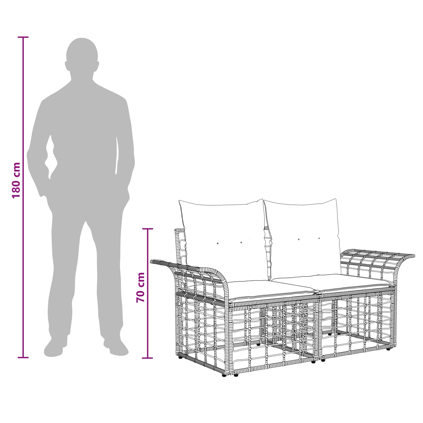 vidaXL Tuinbankenset 8 st Zwart en Donkergrijs poly rattan