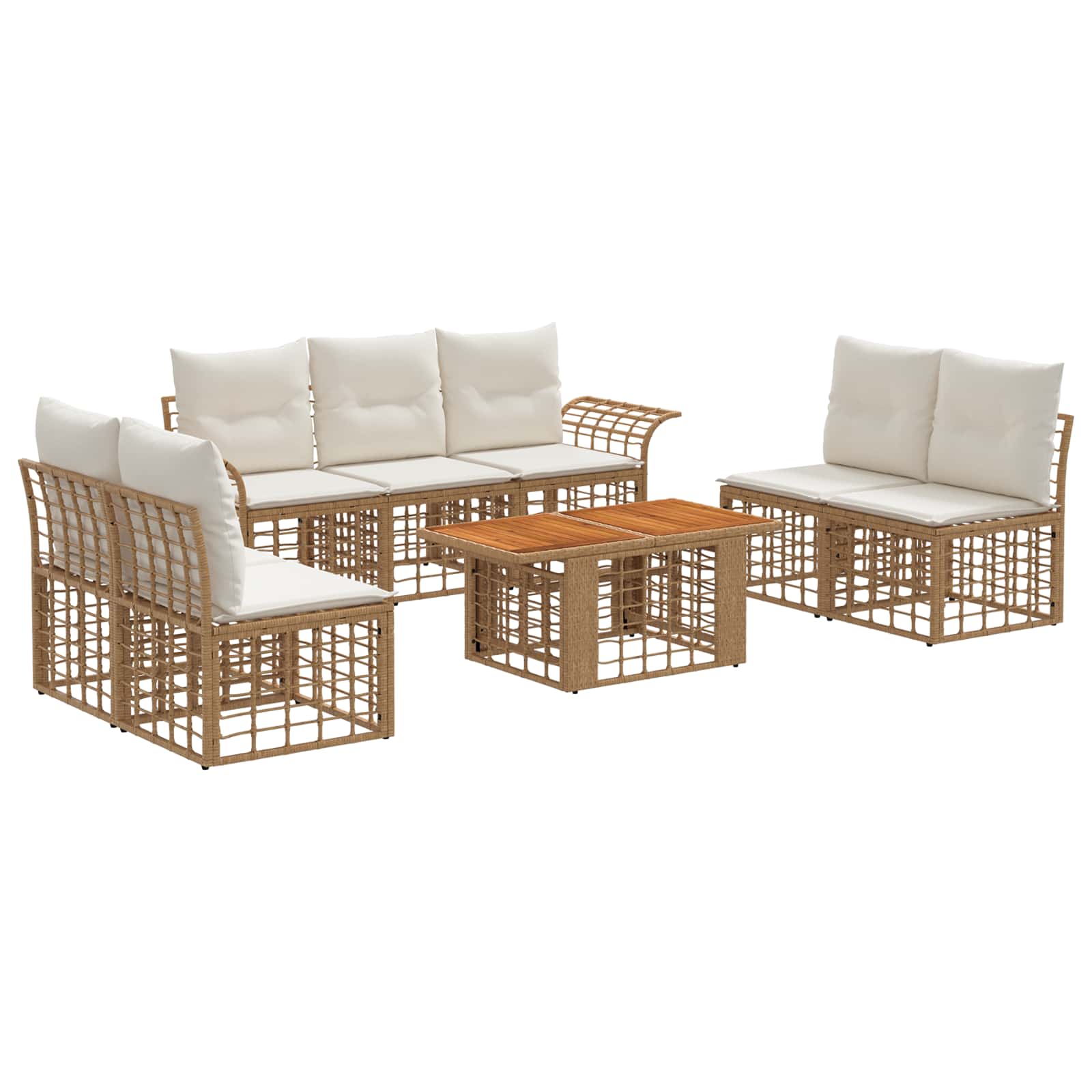 vidaXL Tuinbankenset 8 st Zwart en Donkergrijs poly rattan