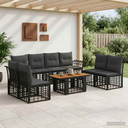 vidaXL Tuinbankenset 9 st Zwart en Donkergrijs poly rattan