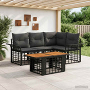 vidaXL Tuinbankenset 5 st Zwart en Donkergrijs poly rattan