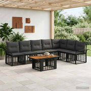 vidaXL Tuinbankenset 8 st Zwart en Donkergrijs poly rattan