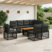 vidaXL Tuinbankenset 9 st Zwart en Donkergrijs poly rattan