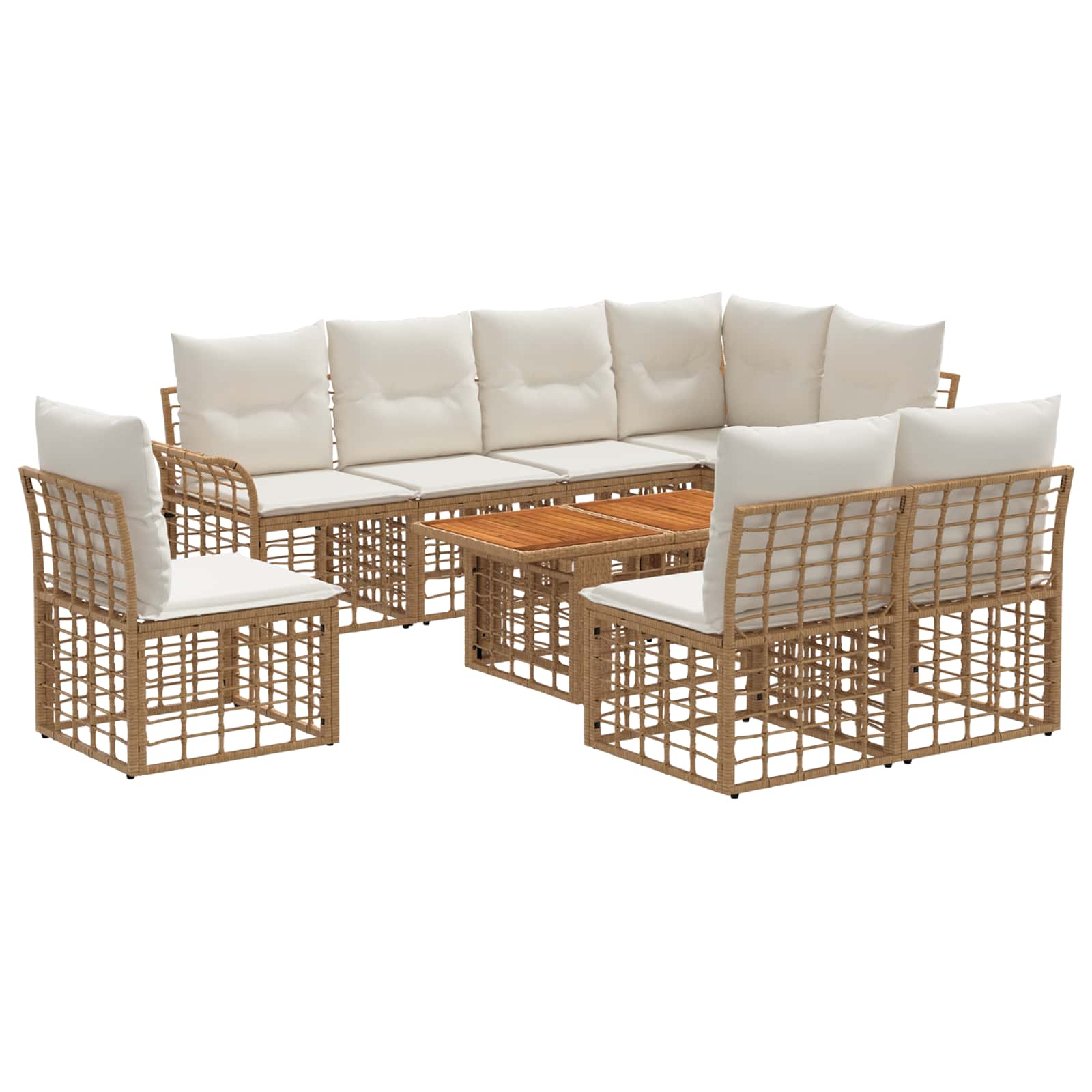 vidaXL Tuinbankenset 9 st Zwart en Donkergrijs poly rattan