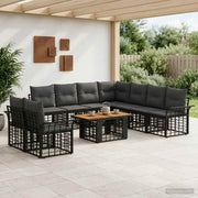 vidaXL Tuinbankenset 10 st Zwart en Donkergrijs poly rattan
