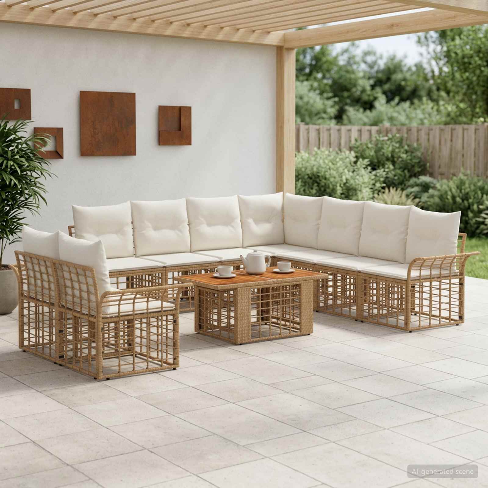 vidaXL Tuinbankenset 10 st Zwart en Donkergrijs poly rattan