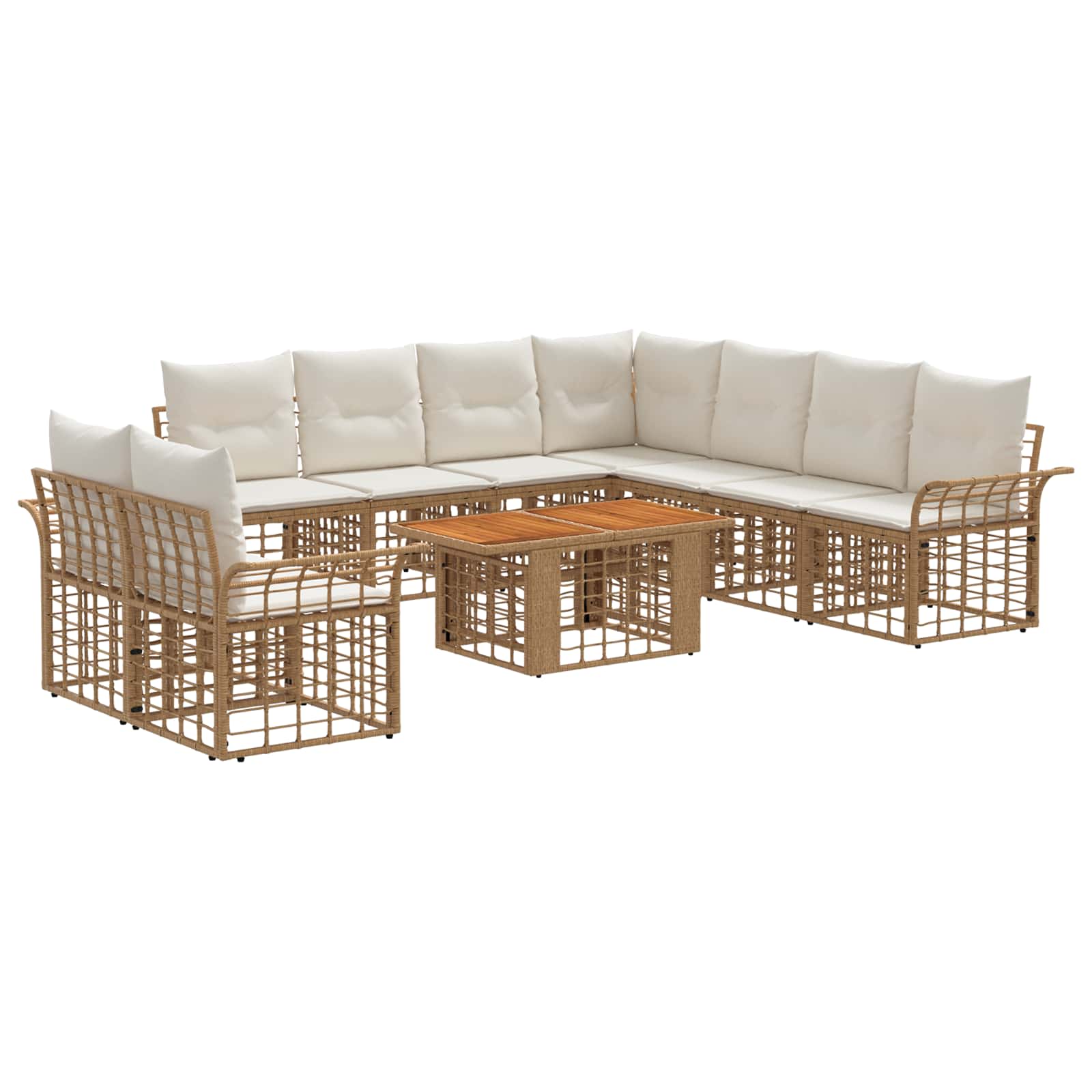 vidaXL Tuinbankenset 10 st Zwart en Donkergrijs poly rattan