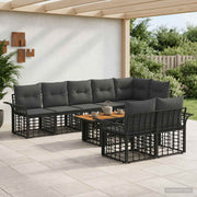 vidaXL Tuinbankenset 9 st Zwart en Donkergrijs poly rattan