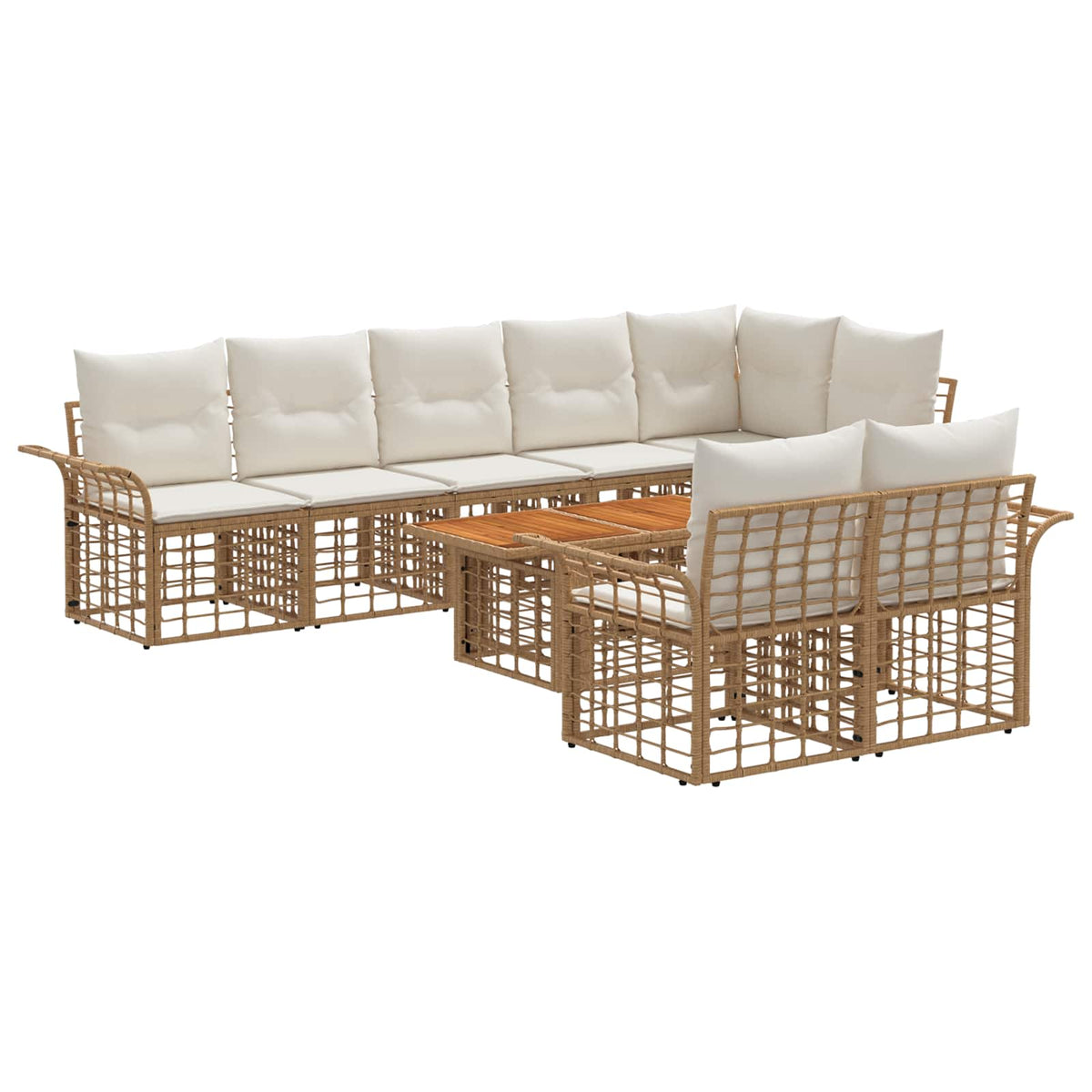 vidaXL Tuinbankenset 9 st Zwart en Donkergrijs poly rattan