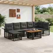 vidaXL Tuinbankenset 8 st Zwart en Donkergrijs poly rattan
