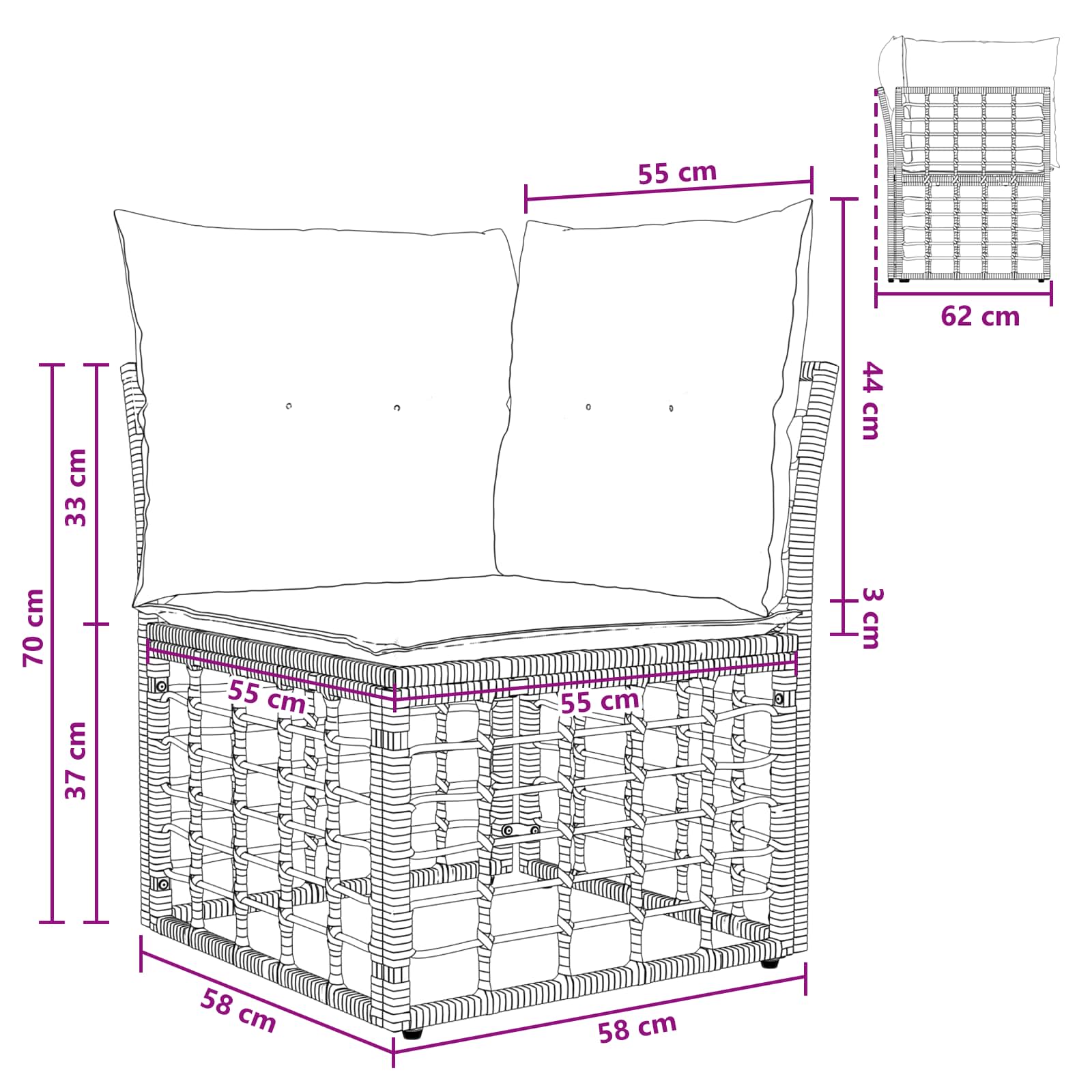 vidaXL Tuinbankenset 8 st Zwart en Donkergrijs poly rattan