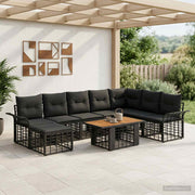 vidaXL Tuinbankenset 9 st Zwart en Donkergrijs poly rattan