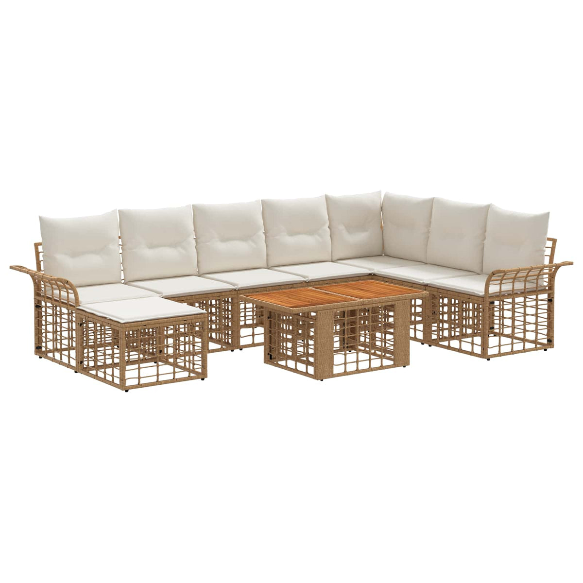 vidaXL Tuinbankenset 9 st Zwart en Donkergrijs poly rattan