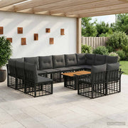 vidaXL Tuinbankenset 13 st Zwart en Donkergrijs poly rattan