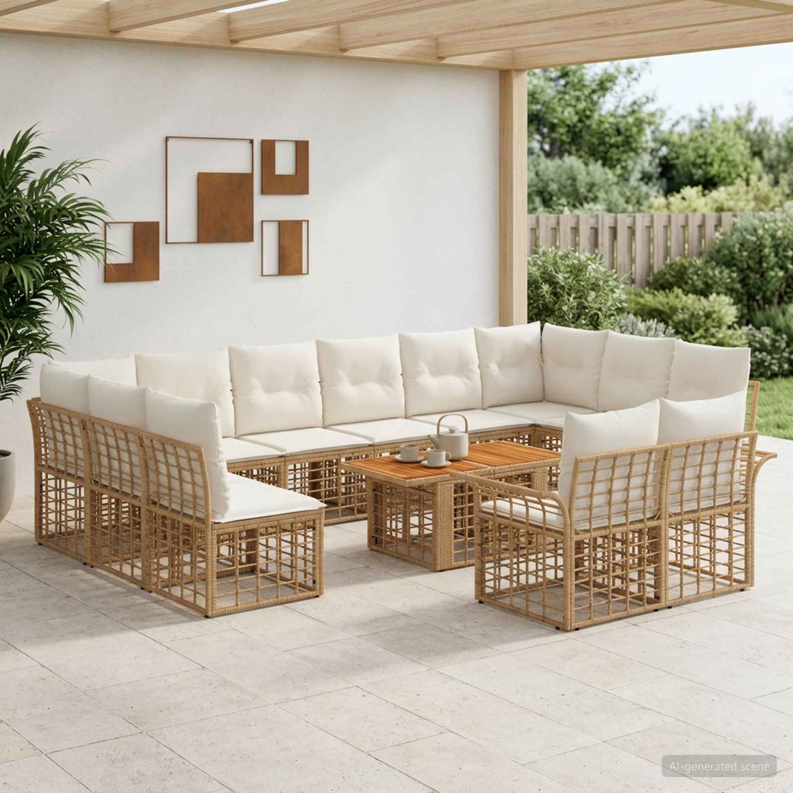 vidaXL Tuinbankenset 13 st Zwart en Donkergrijs poly rattan