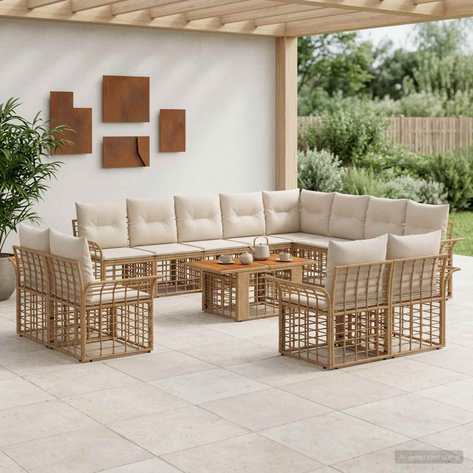 vidaXL Tuinbankenset 13 st Zwart en Donkergrijs poly rattan