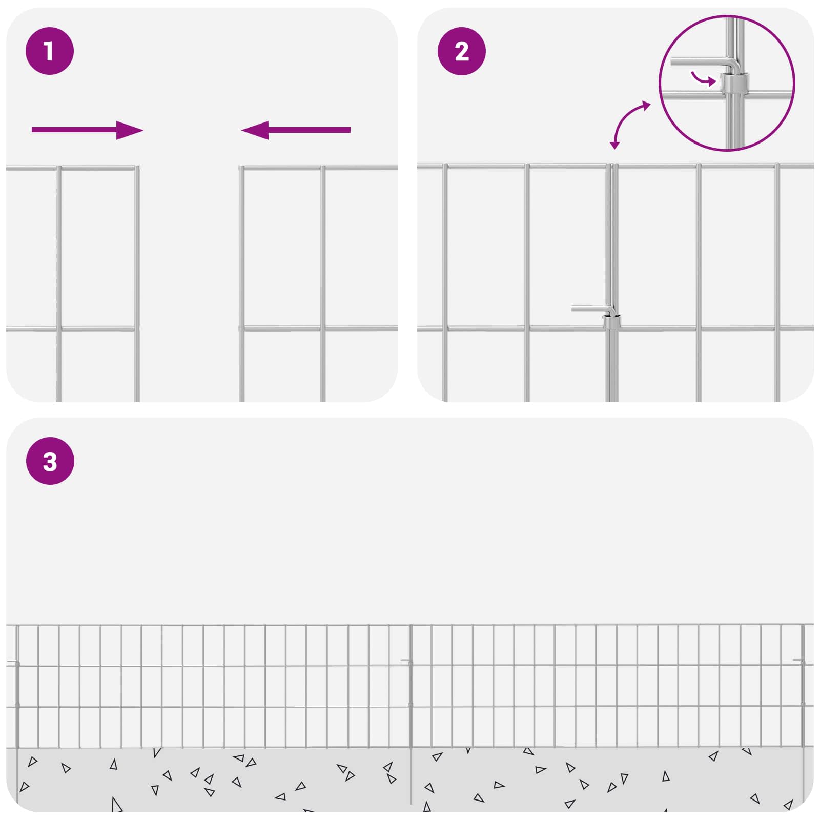 vidaXL Tuin omheining met palen 48 pcs 95 x 30 cm Mesh Zilverkleurig