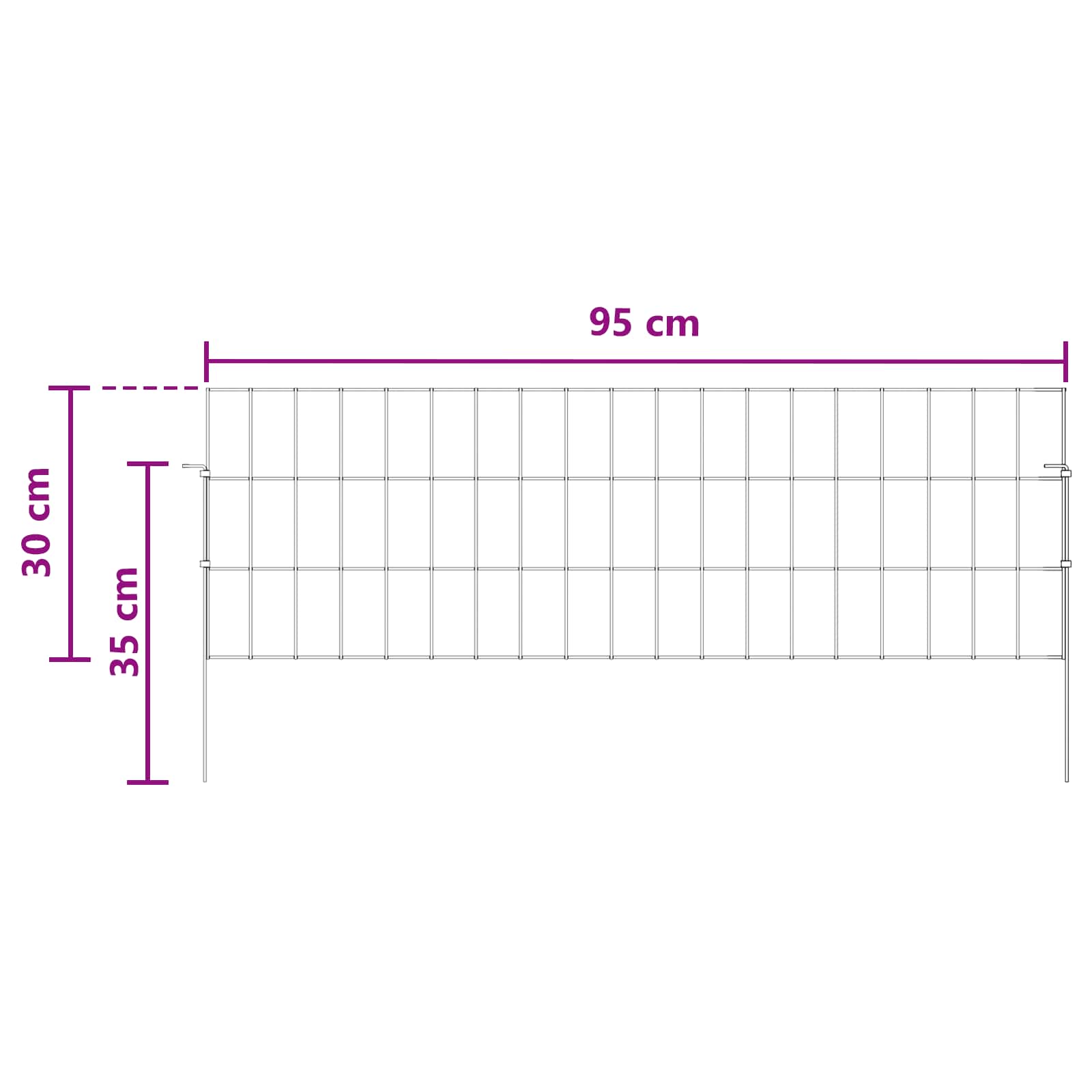 vidaXL Tuin omheining met palen 48 pcs 95 x 30 cm Mesh Zilverkleurig
