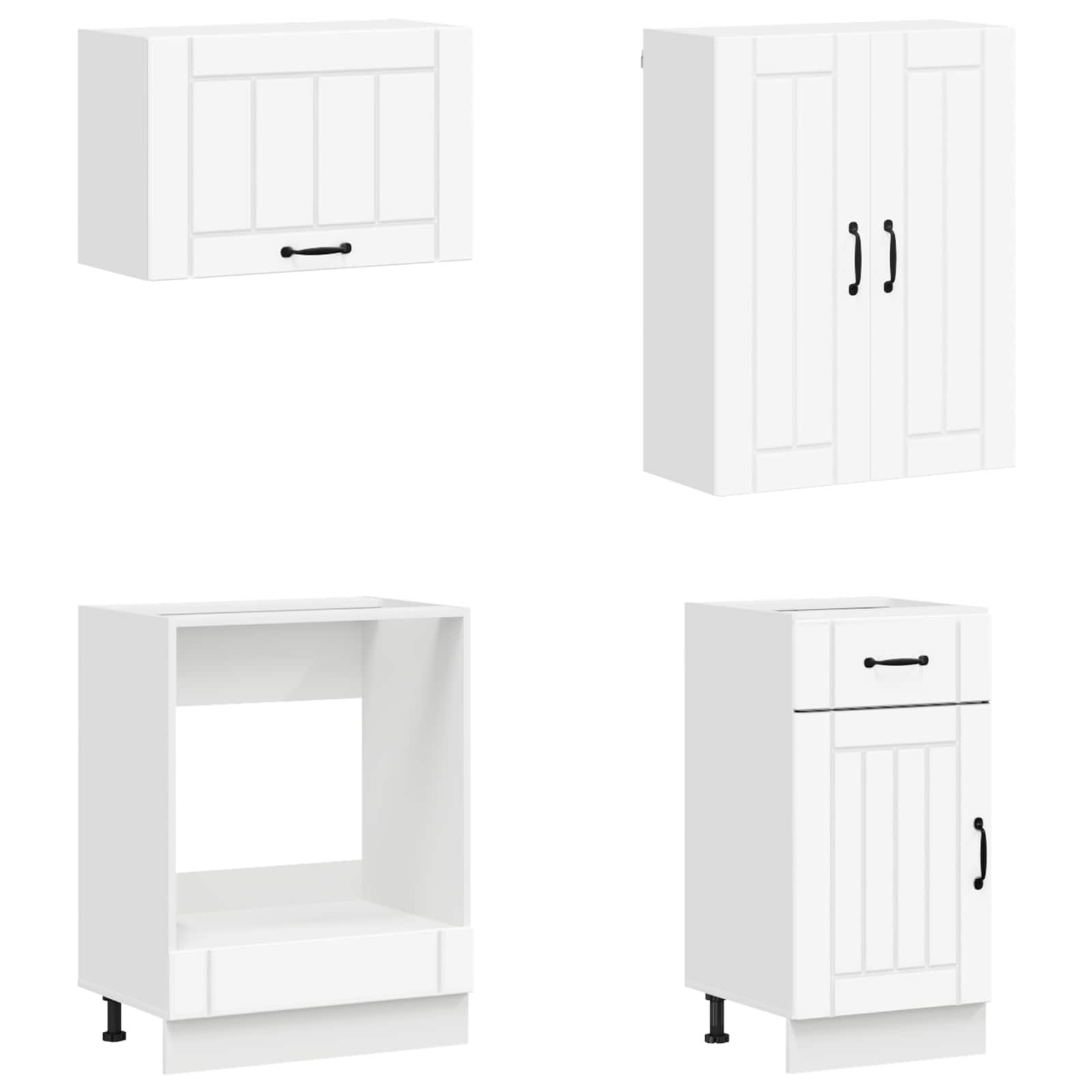 vidaXL Keukenblok LUCCA 8 pcs Wit Bewerkt hout