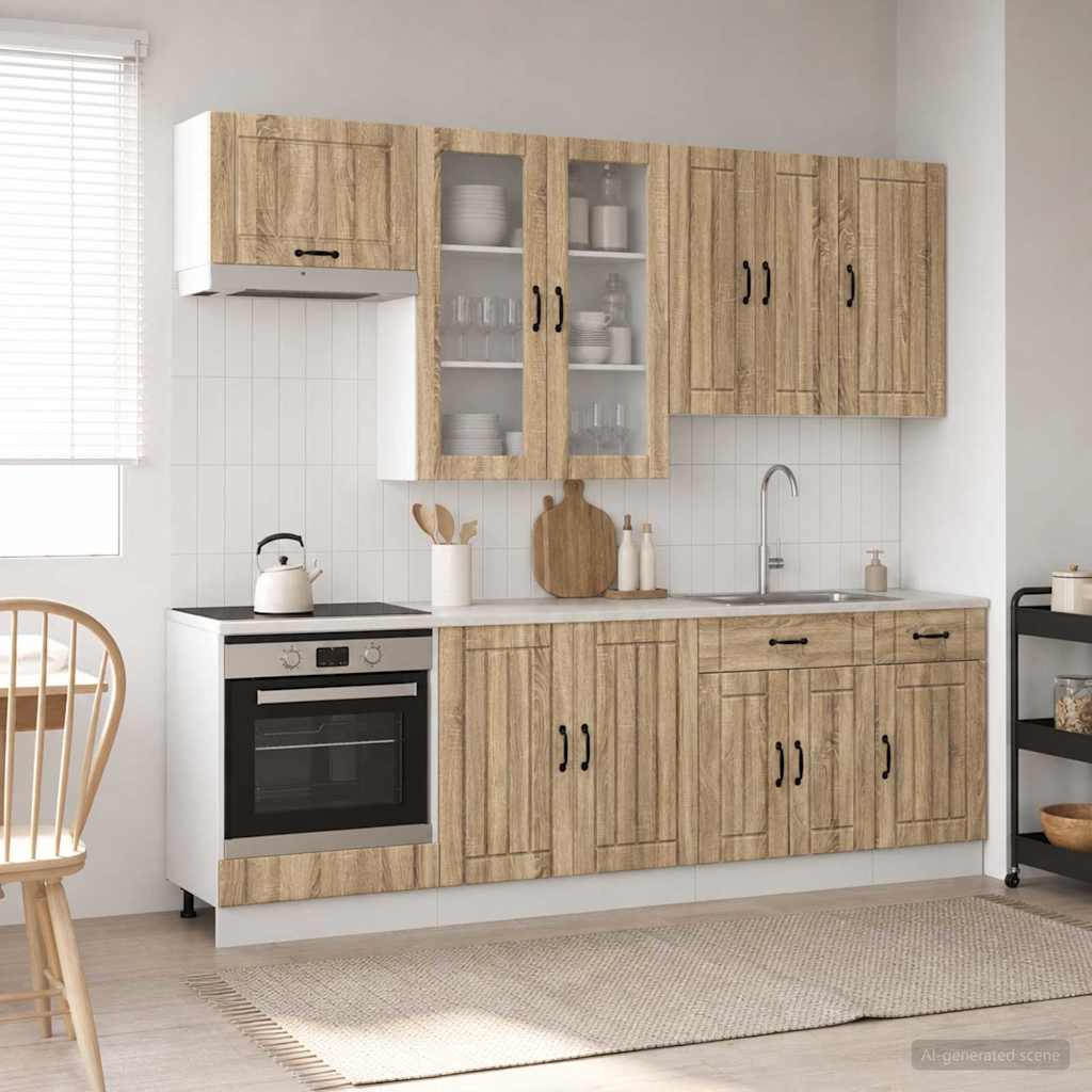 vidaXL Keukenblok LUCCA 8 pcs Wit Bewerkt hout