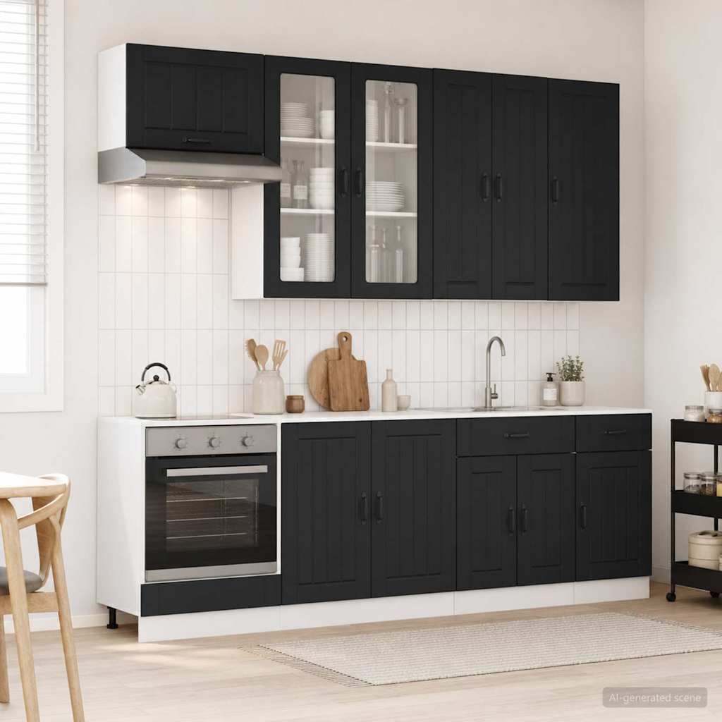 vidaXL Keukenblok LUCCA 8 pcs Wit Bewerkt hout