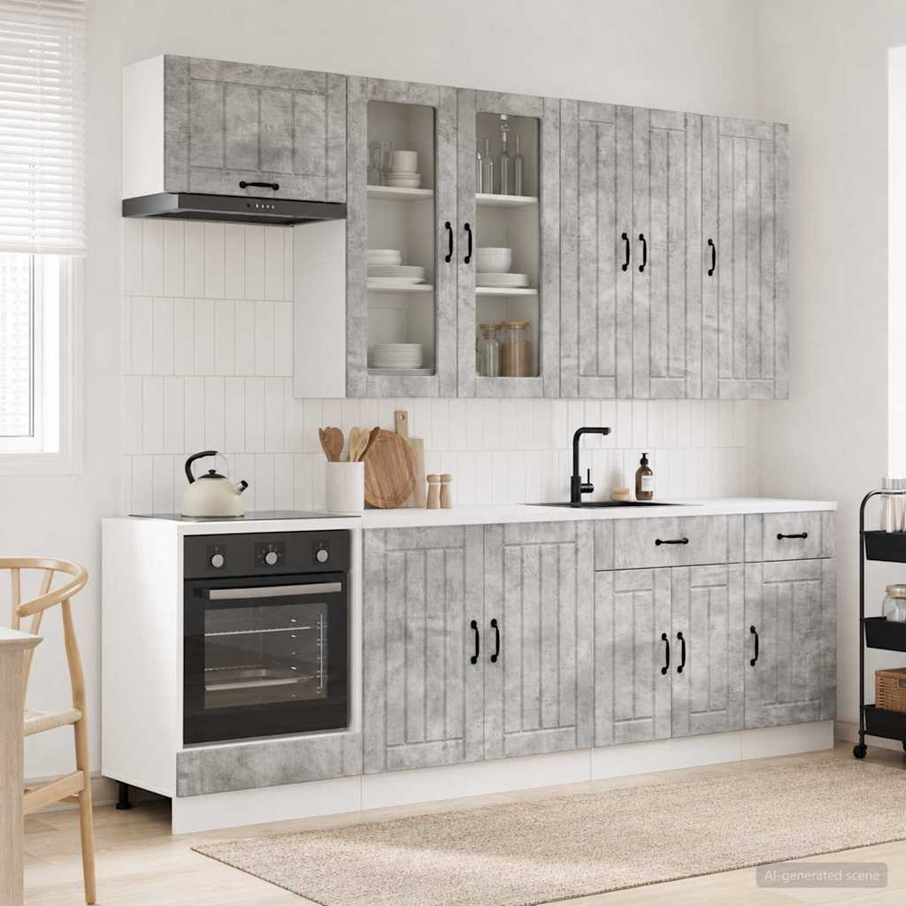 vidaXL Keukenblok LUCCA 8 pcs Wit Bewerkt hout
