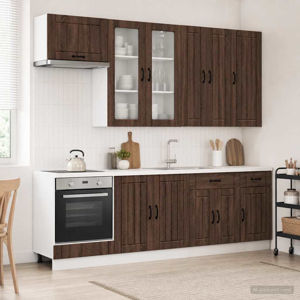 vidaXL Keukenblok LUCCA 8 pcs Wit Bewerkt hout