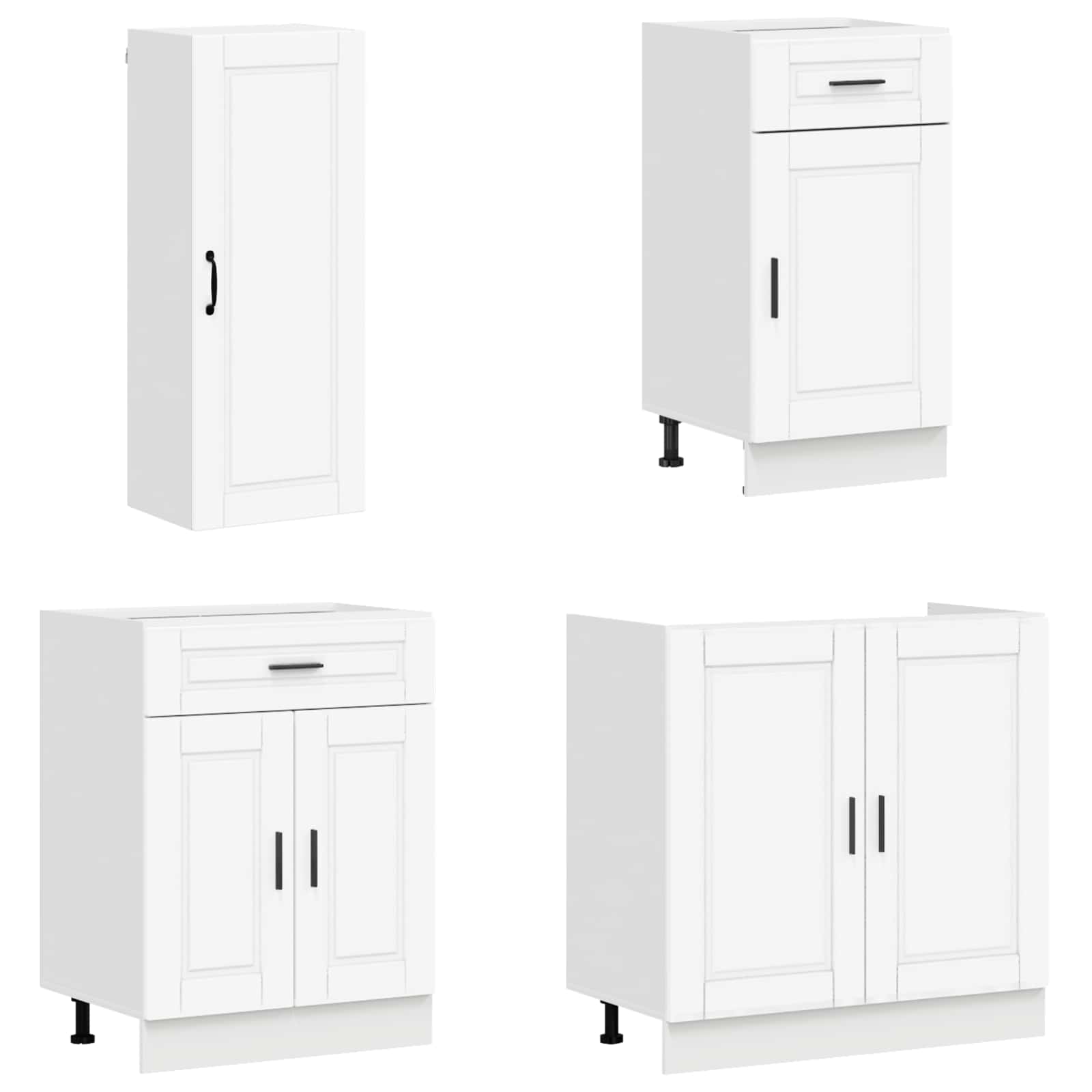 vidaXL Keukenblok PORTO 8 pcs Wit Bewerkt hout