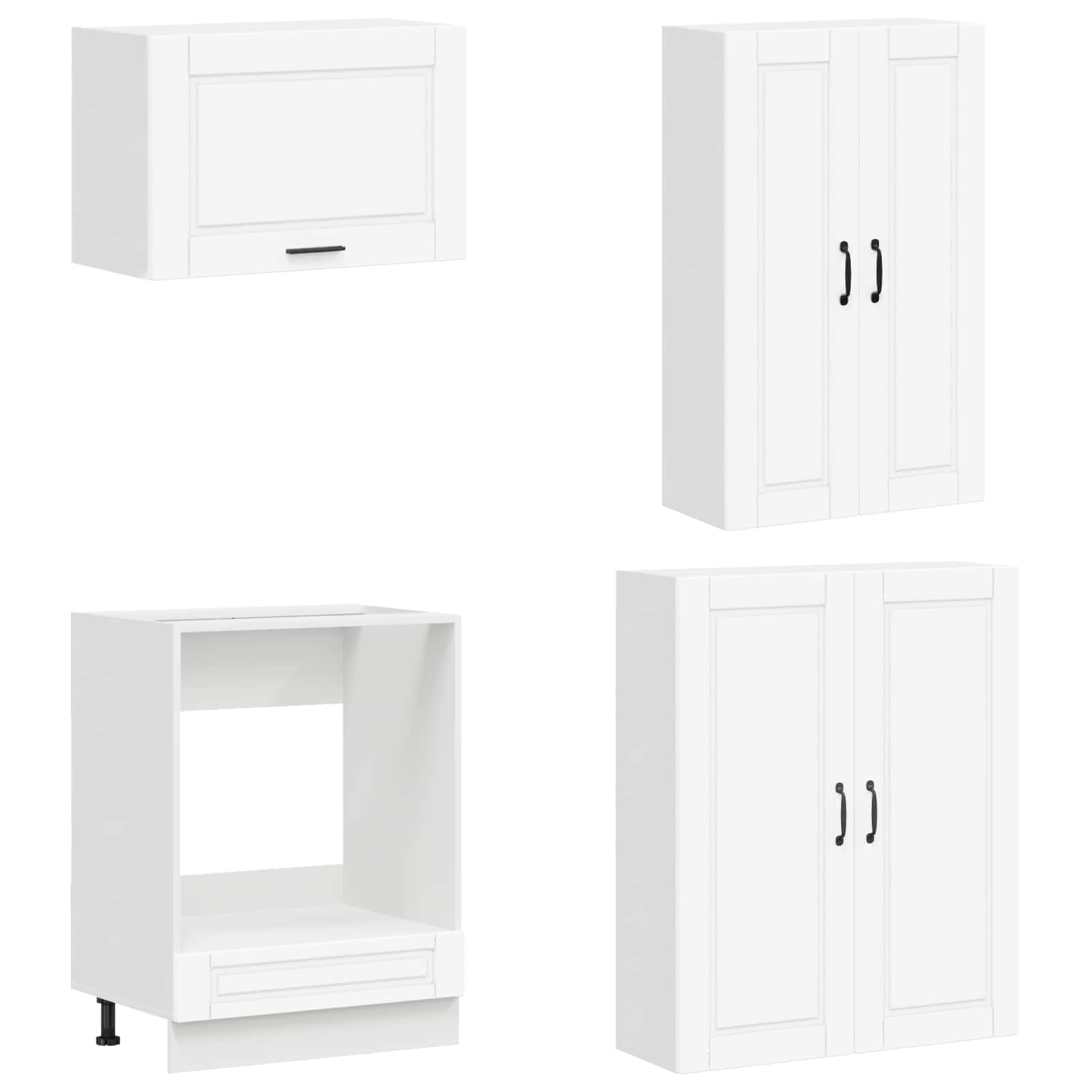 vidaXL Keukenblok PORTO 8 pcs Wit Bewerkt hout