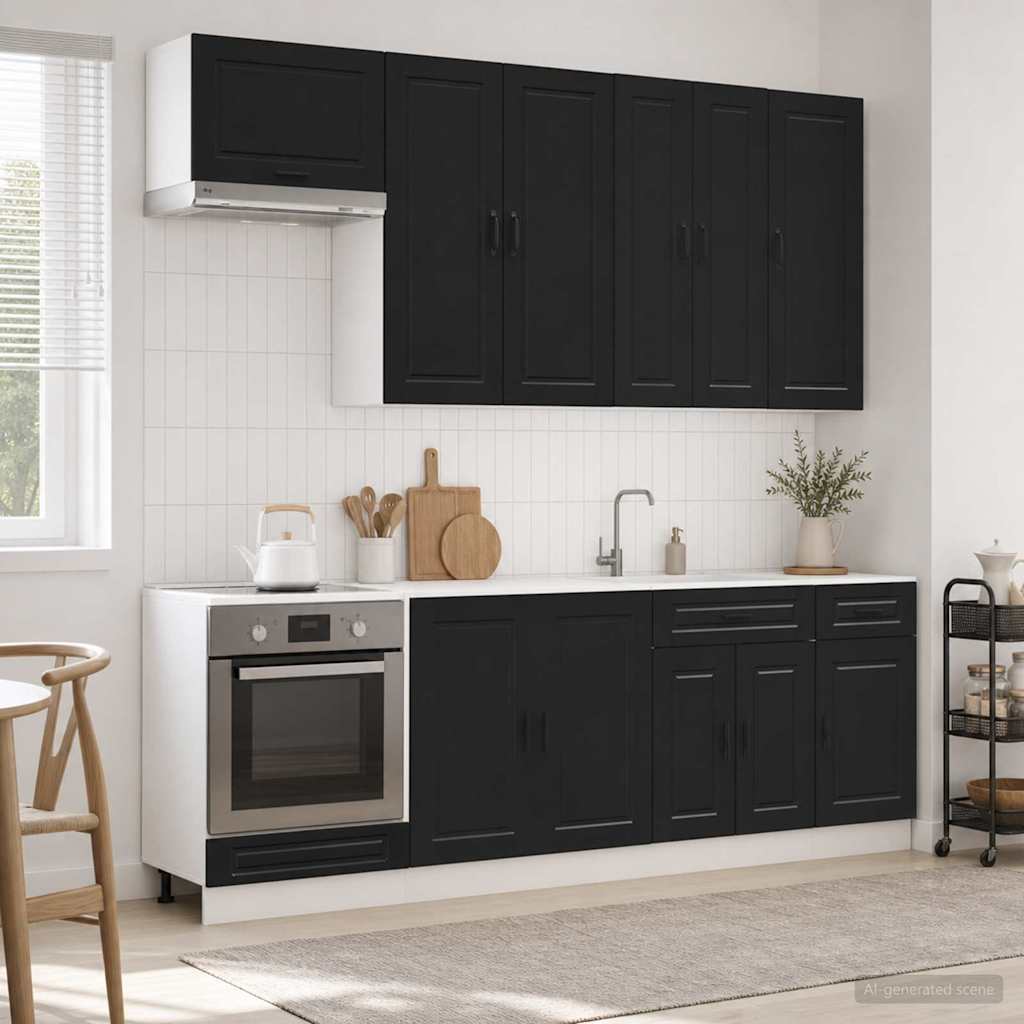 vidaXL Keukenblok PORTO 8 pcs Wit Bewerkt hout