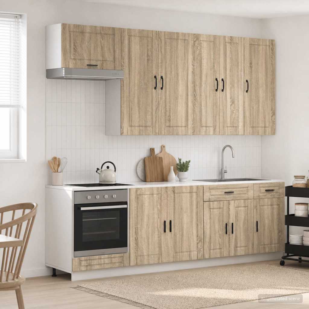 vidaXL Keukenblok PORTO 8 pcs Wit Bewerkt hout