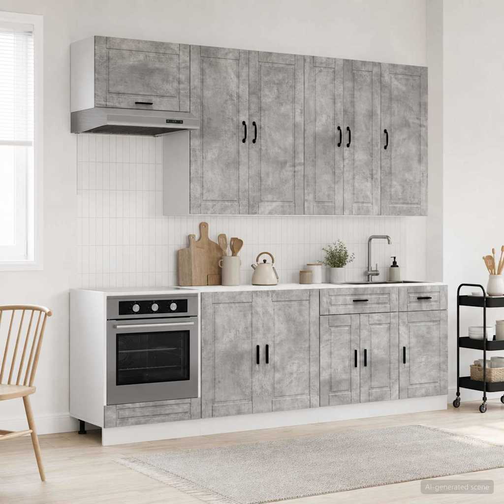 vidaXL Keukenblok PORTO 8 pcs Wit Bewerkt hout