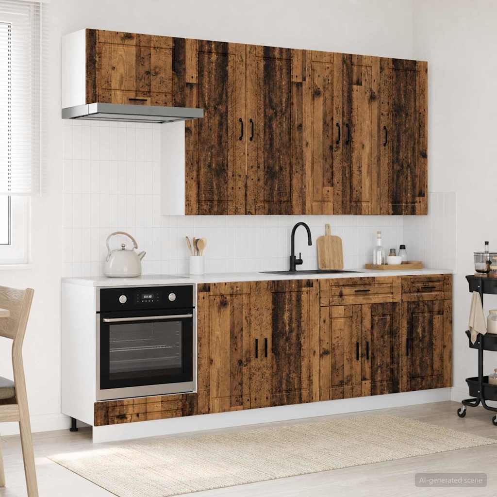 vidaXL Keukenblok PORTO 8 pcs Wit Bewerkt hout