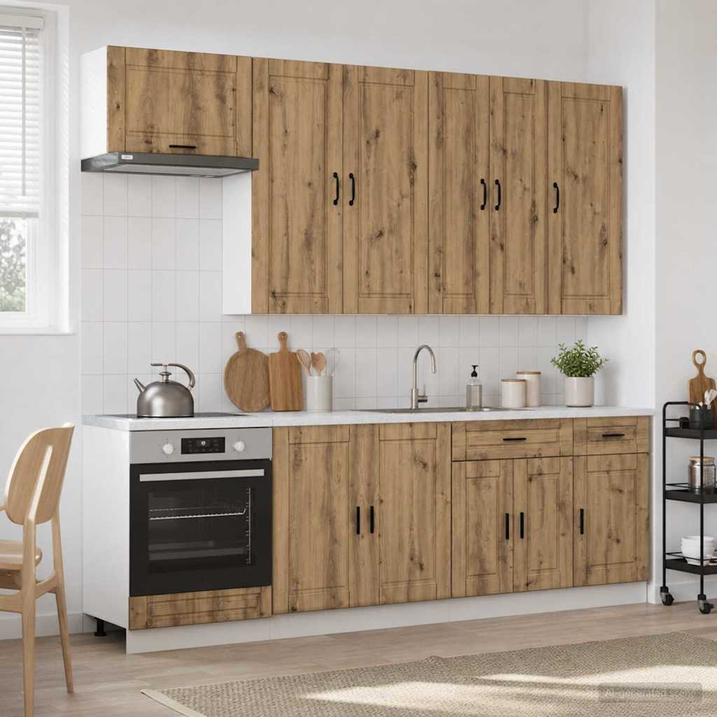 vidaXL Keukenblok PORTO 8 pcs Wit Bewerkt hout