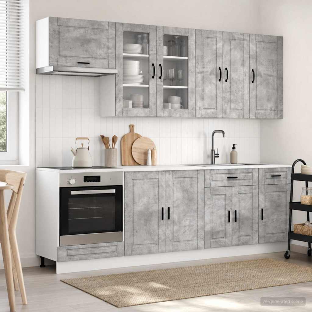 vidaXL Keukenblok PORTO 8 pcs Wit Bewerkt hout