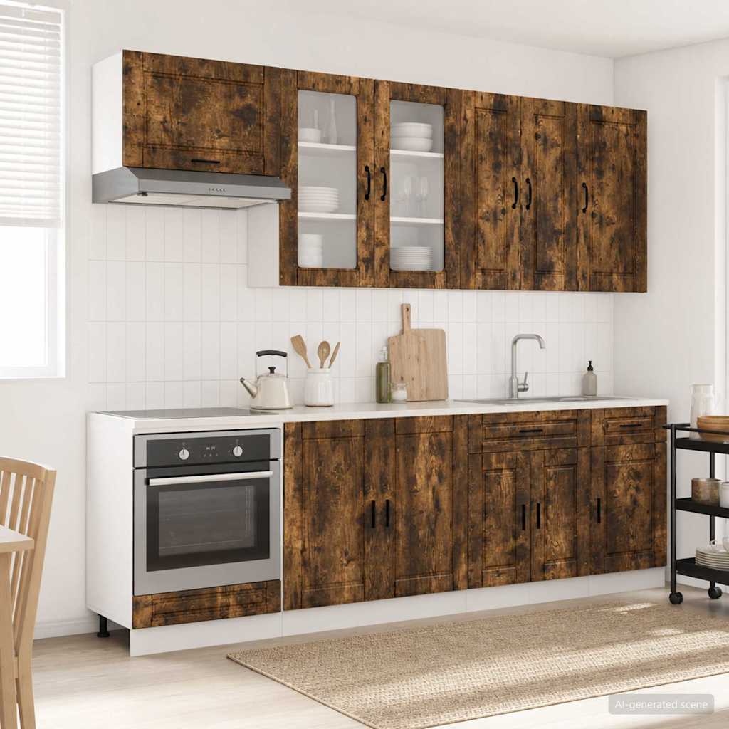 vidaXL Keukenblok PORTO 8 pcs Wit Bewerkt hout