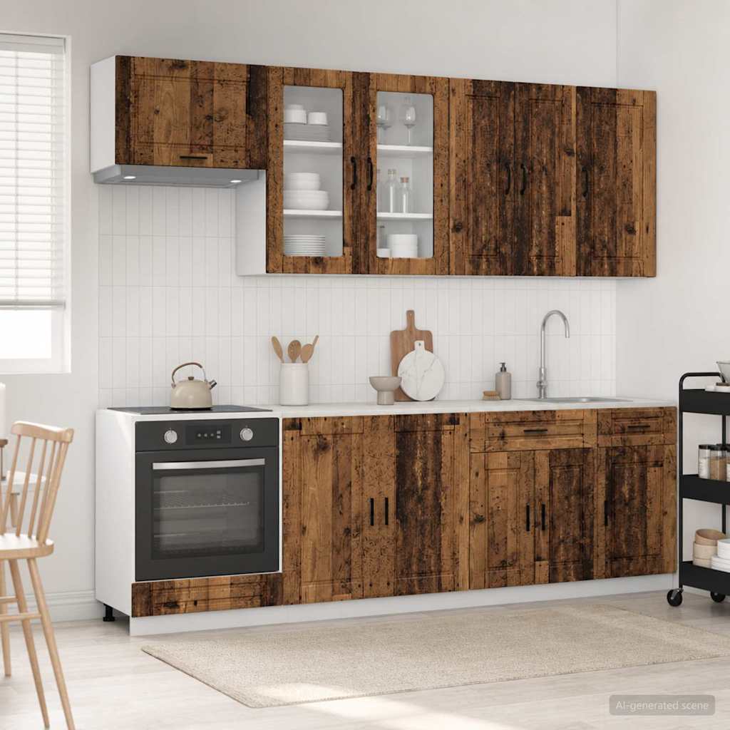 vidaXL Keukenblok PORTO 8 pcs Wit Bewerkt hout