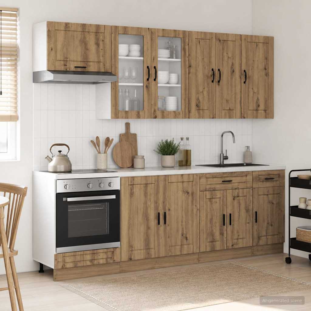 vidaXL Keukenblok PORTO 8 pcs Wit Bewerkt hout