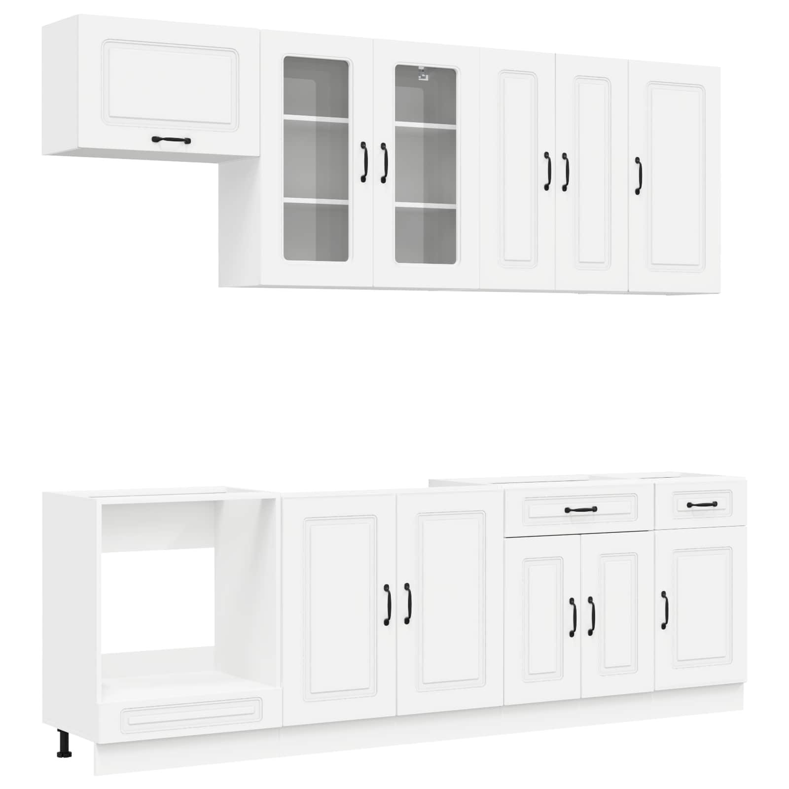 vidaXL Keukenblok KALMAR 8 pcs Wit Bewerkt hout