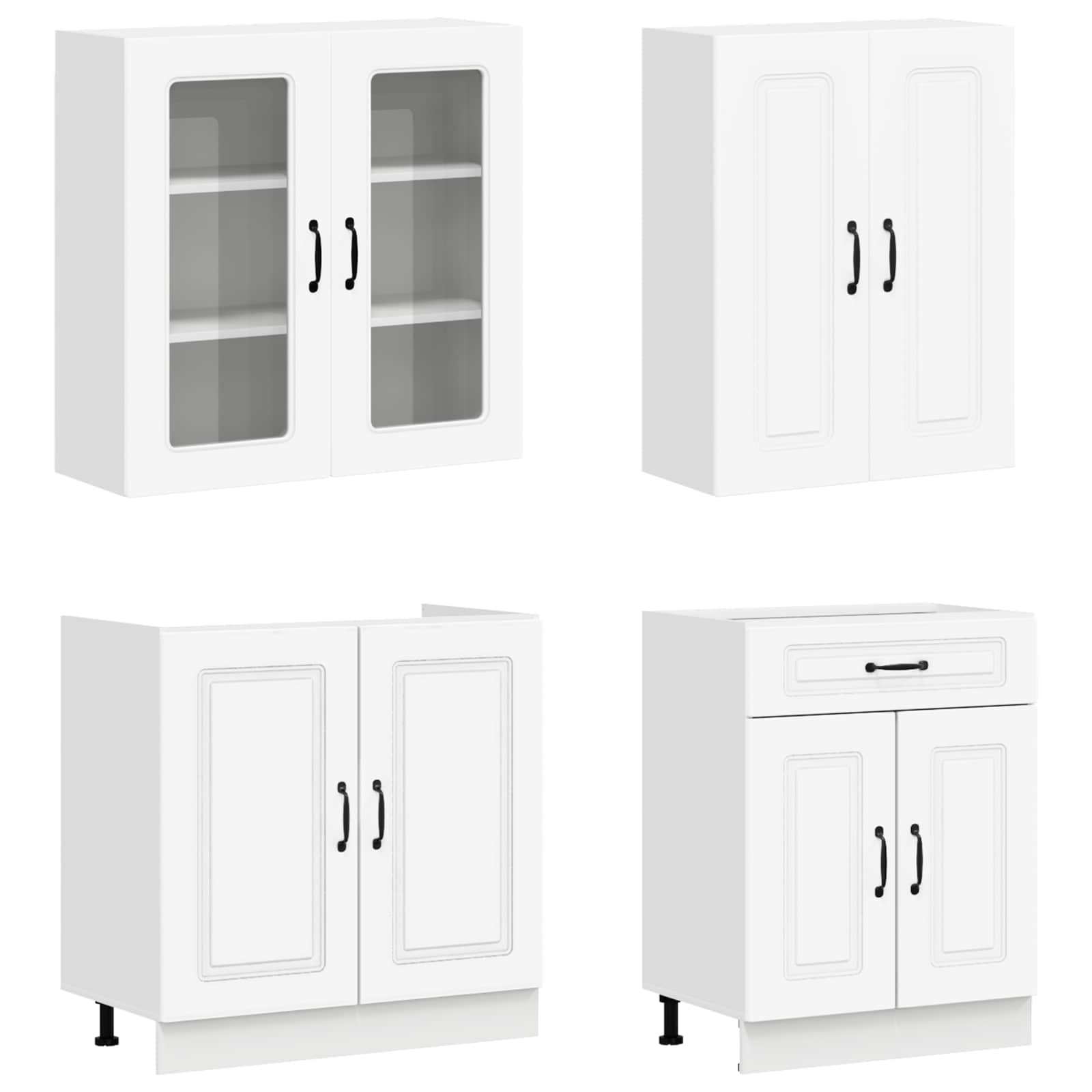 vidaXL Keukenblok KALMAR 8 pcs Wit Bewerkt hout