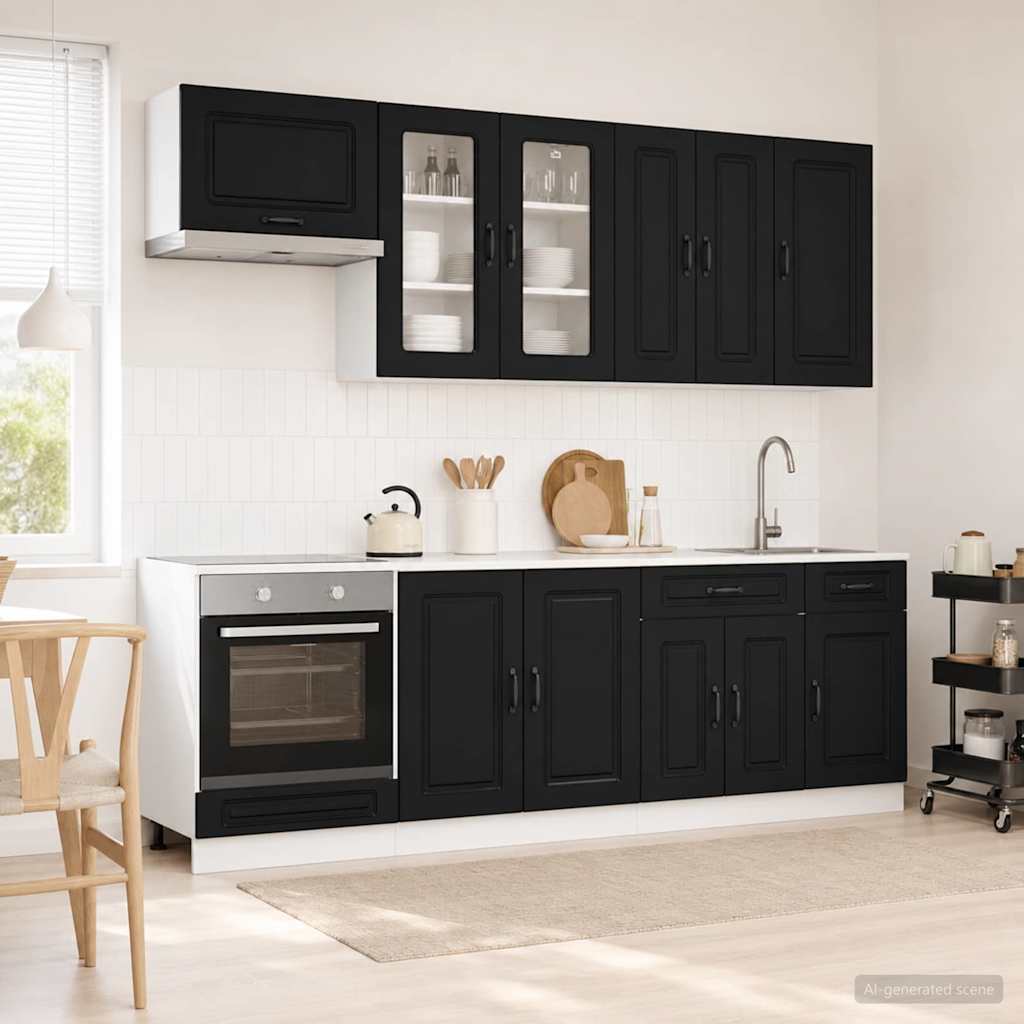 vidaXL Keukenblok KALMAR 8 pcs Wit Bewerkt hout
